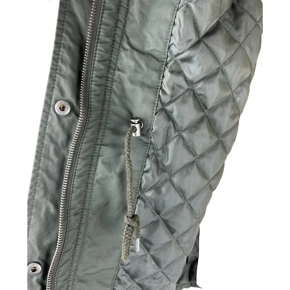 Grunge Levi Strauss & Co Hooded Sherpa Lined Army Green Jacket, Women's Medium - Picture 13 of 16